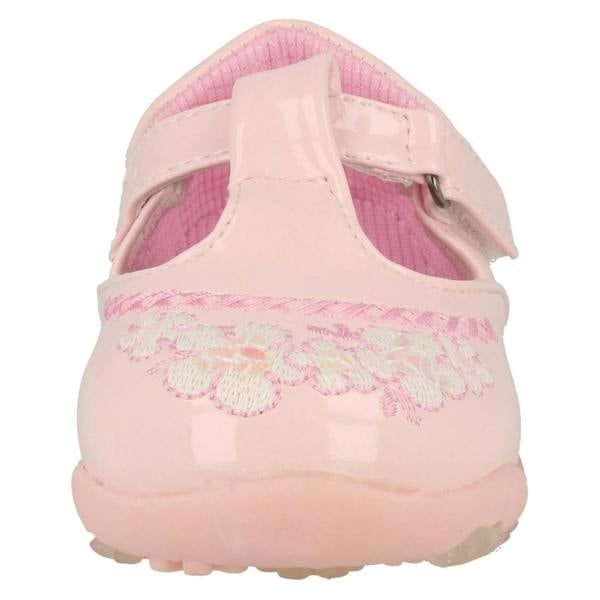 Cutie Girls Cutie T-Bar Flats With Floral Embroidery Detail