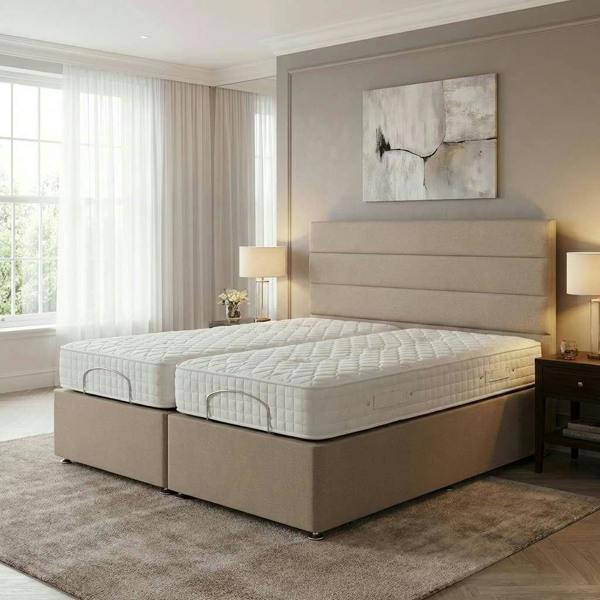 Paradise Beds Double 4ft6  Diagnol Line Electric Adjustable bed With Memory Mattress