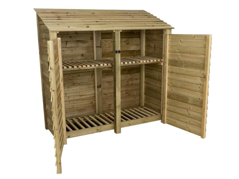 Arbor Garden Solutions Wooden Log Store with Doors and Shelf W-187cm, H-126cm or 180cm, D-88cm