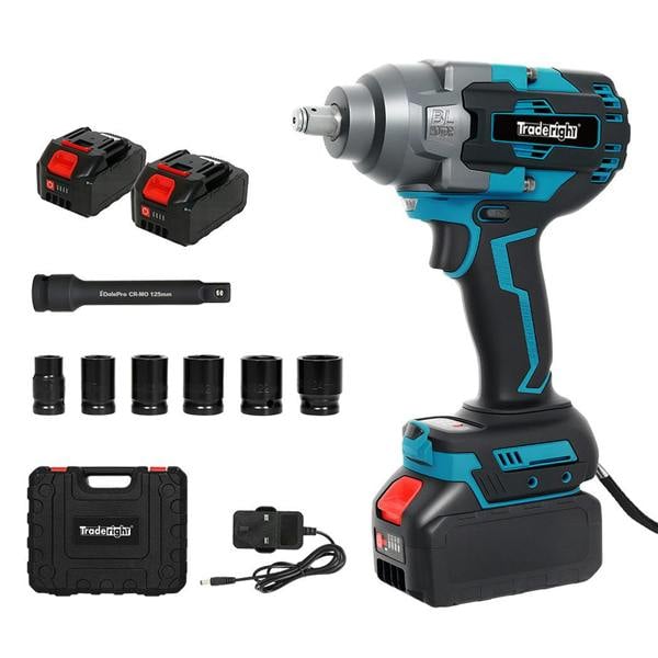 Traderight 21V Brushless Impact Wrench 1/2" Rattle Gun 2×4.0Ah 1200Nm Kit Set