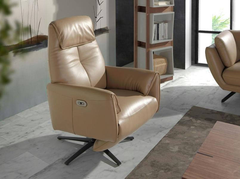 Angel Cerdá Leather Swivel Relax Armchair Arena 5086