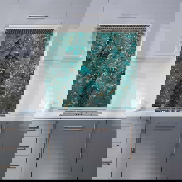 Warren Reed - Designer Teal Quartz Effect Kitchen Splashback