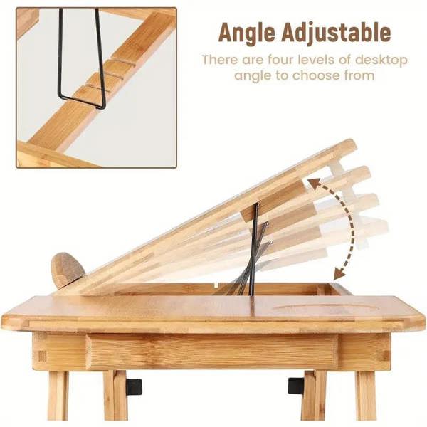 Dyzi Bamboo Portable Laptop Desk Adjustable Height & Angle Stand