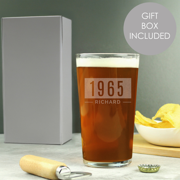 Personalised Memento Company Personalised Name & Date Pint Glass