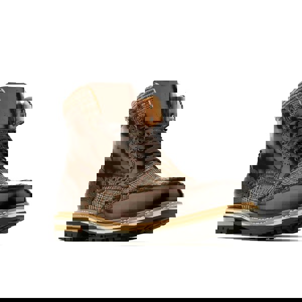 Embassy London Wanderer - Brown Check - Men's leather combat style side zipper boot in brown