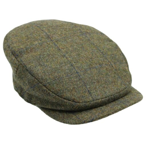 Heather Hats & Accessories British Tweed Wool Flat Cap, Satin Lining, Outdoor Wear, Juniper Olive