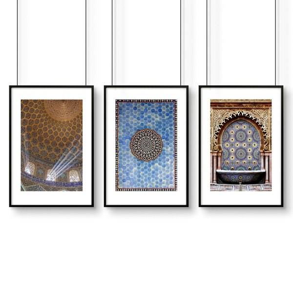 Islamic Art geometry | set of 3 Bedroom wall art