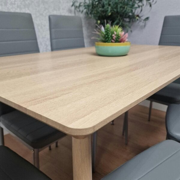 Kosy Koala Modern Rectangle Wood Effect Dining Table Set With 6 Grey Chairs Dining Room Furniture