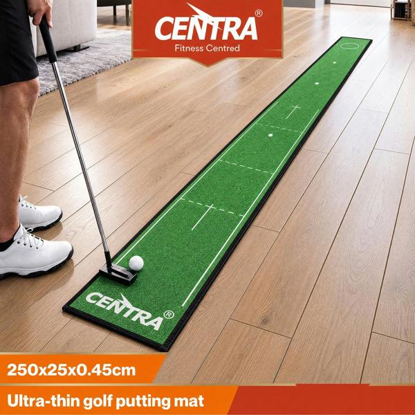 Centra Golf Putting Mat 250cm Nylon Surface 10-Speed Roll Indoor Outdoor Green