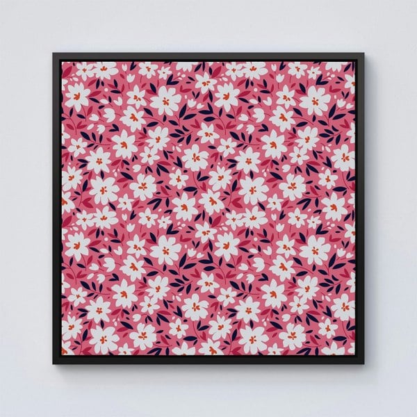 Warren Reed Small Cute White Flower Pattern Framed Canvas