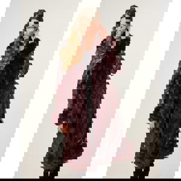 Blue Vanilla Faux Fur Trim Midi Coat