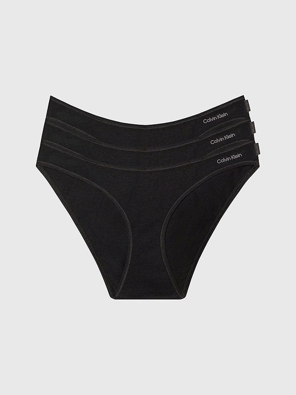 Calvin Klein IDEAL COTTON 3 Pack Womens Bikini Briefs Black