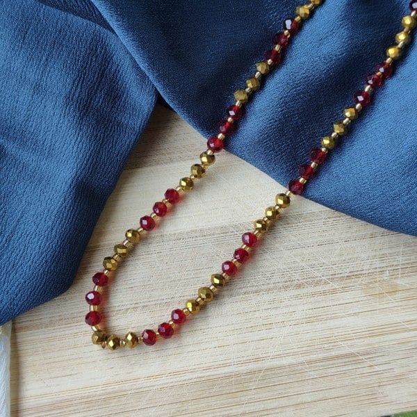 The Colourful Aura Red Gold Handmade Freshwater Bohemian Necklace