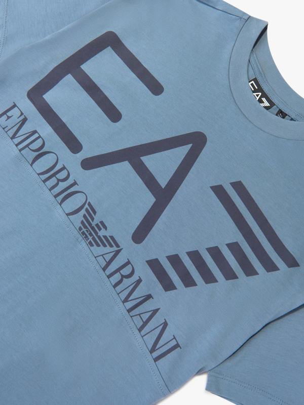 EA7 Emporio Armani Boys Train Oversize Logo T-Shirt in Blue