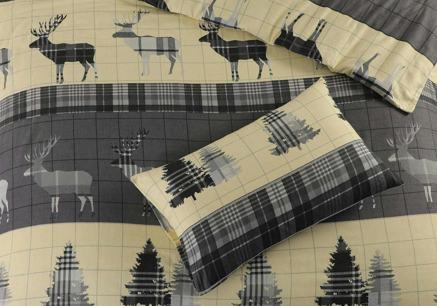Flannelette Thermal Stag Grey Duvet Cover Set