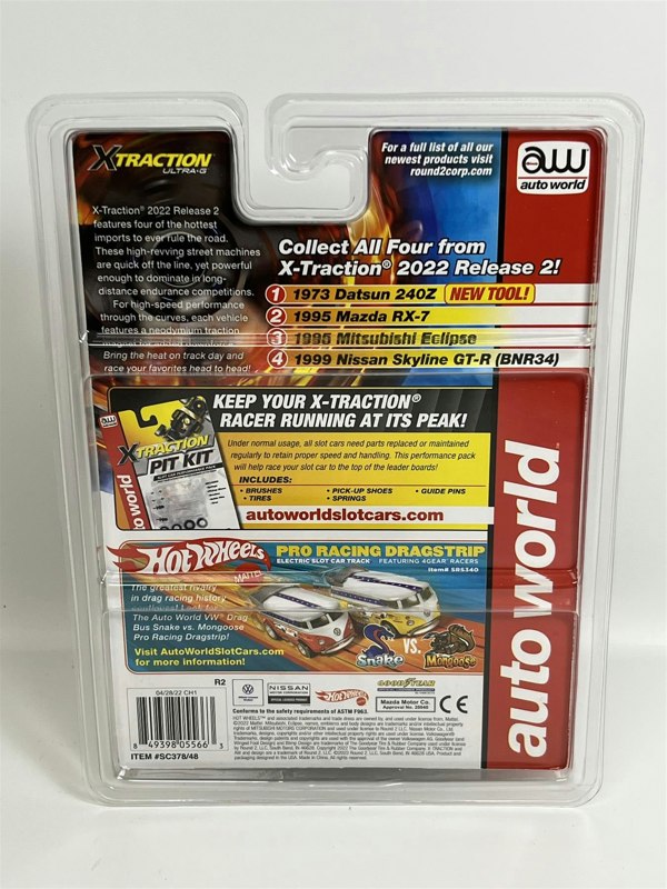 Auto World Slot Cars 1995 Mitsubishi Eclipse Silver HO Scale Slot Car X Traction Auto World SC378-3