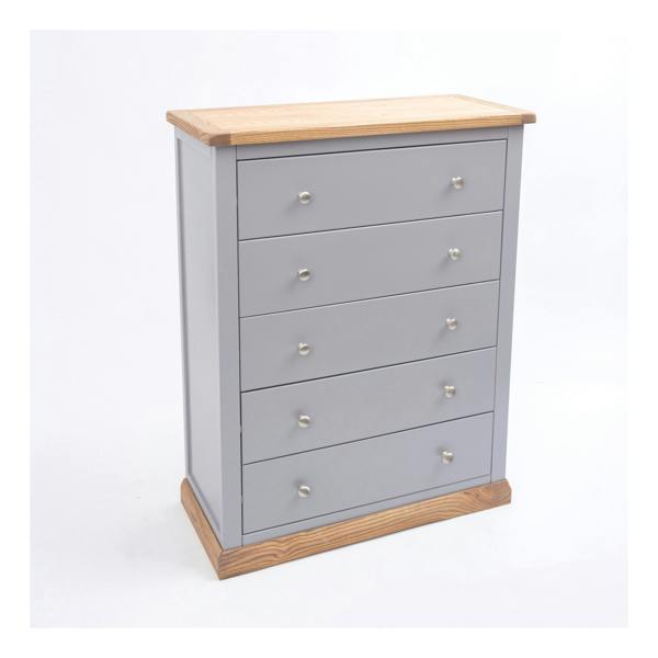 Cabinet Bits Biccari 5 Drawer Chest of Drawers Chrome Knob