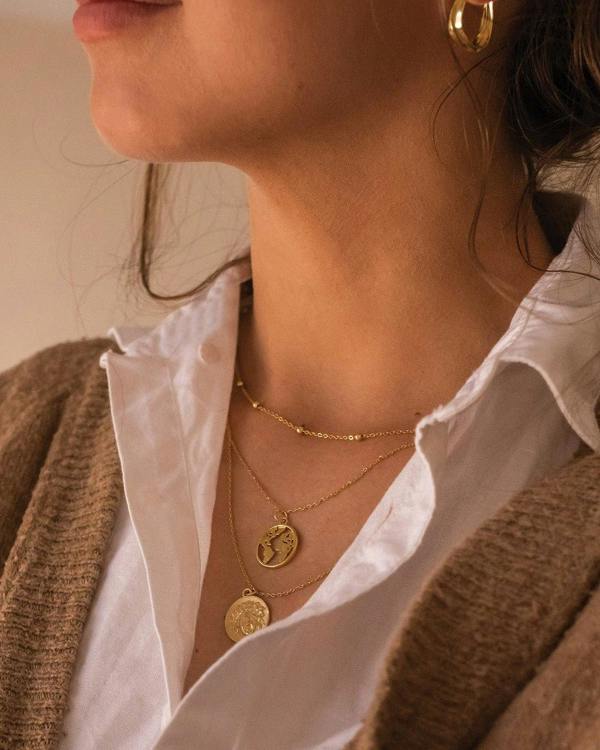 Chunky 18K Gold Globe Earth Necklace - Necklaces - Elk & Bloom