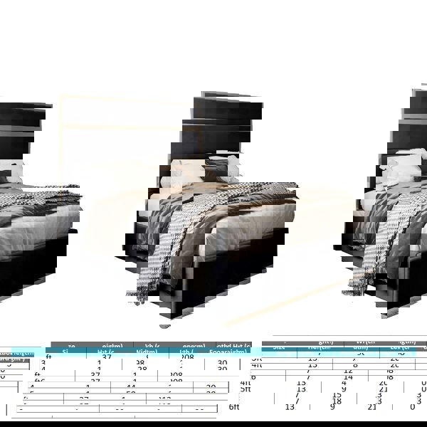 Casa Magna Bentley Upholstered Soft Velvet Metal Bed Frame - Black