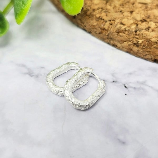 Sterling Silver U Shaped Molten Hinged Huggie Earrings