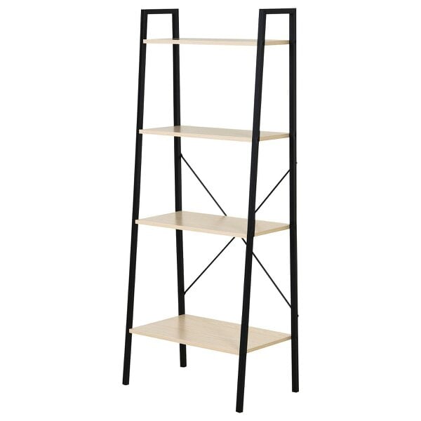 Wyld Haus Karafi Wood And Metal Oak And Black 4 Tier Ladder Style Bookshelf