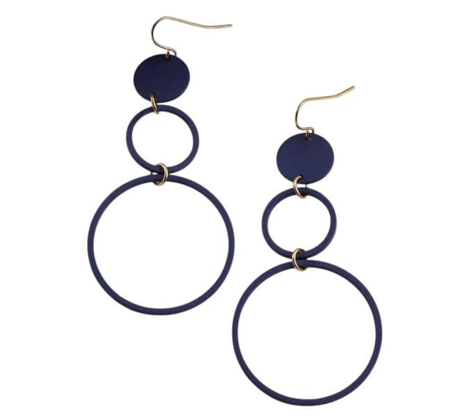 One Of A Kind Club Triple Circle Earrings - Navy Blue