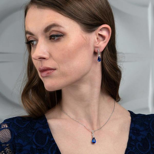925 Sterling Silver Royal Blue Teardrop Pendant Necklace for Women - namana.london