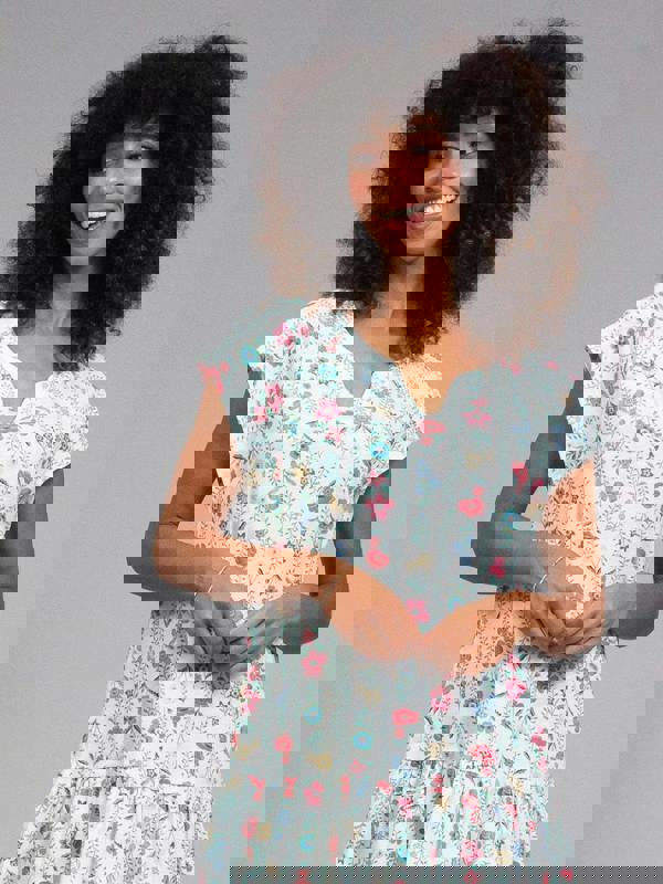 Kite Womens Organic Bookham Slub Jersey Dress Flower Press