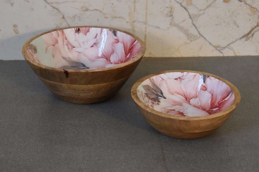 Artisan Furniture Pink Floral Bowl Set of 2