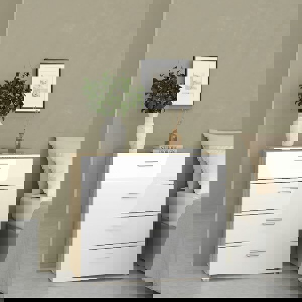 Furniture To Go Pepe Chest of 4 Drawers in Oak with White High Gloss