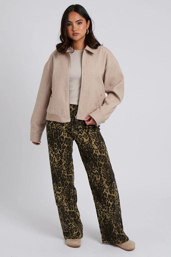 Urban Bliss Oatmeal Bomber Jacket