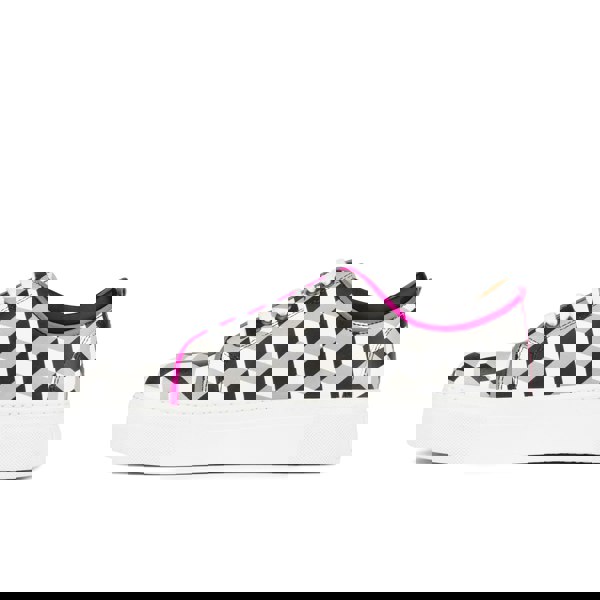 Embassy London Camila - White Cubics - Women's platformed trainer in black & white leather