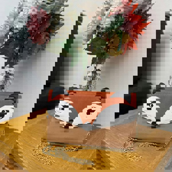 Love EMVY Fox Face Clutch Purse Bag with Removable Gold Shoulder Strap