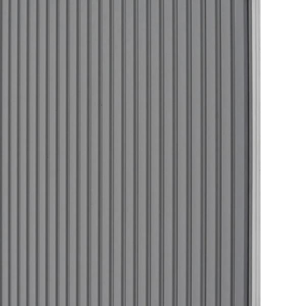 Silver Tambour Shower Door featuring a sleek, vertical ribbed texture, ideal for modern bathrooms and enhancing light flow