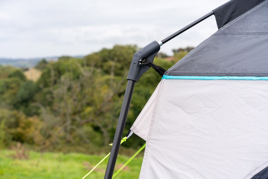 A close up of the fibreglass and steel leg pole of the Hive Campervan Awning Fibreglass Poles - with Sleeping Pod.