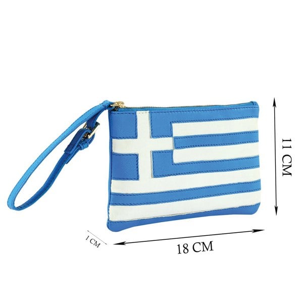 Assots London 'GREEK' Country Flag Designer Leather Wristlet