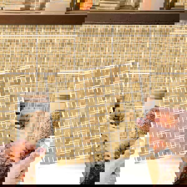 WT1595 - Boticcino Marble Mosaic Wall Tile Sticker Set - 15 x 15 cm (6 x 6 in) - 24 pcs