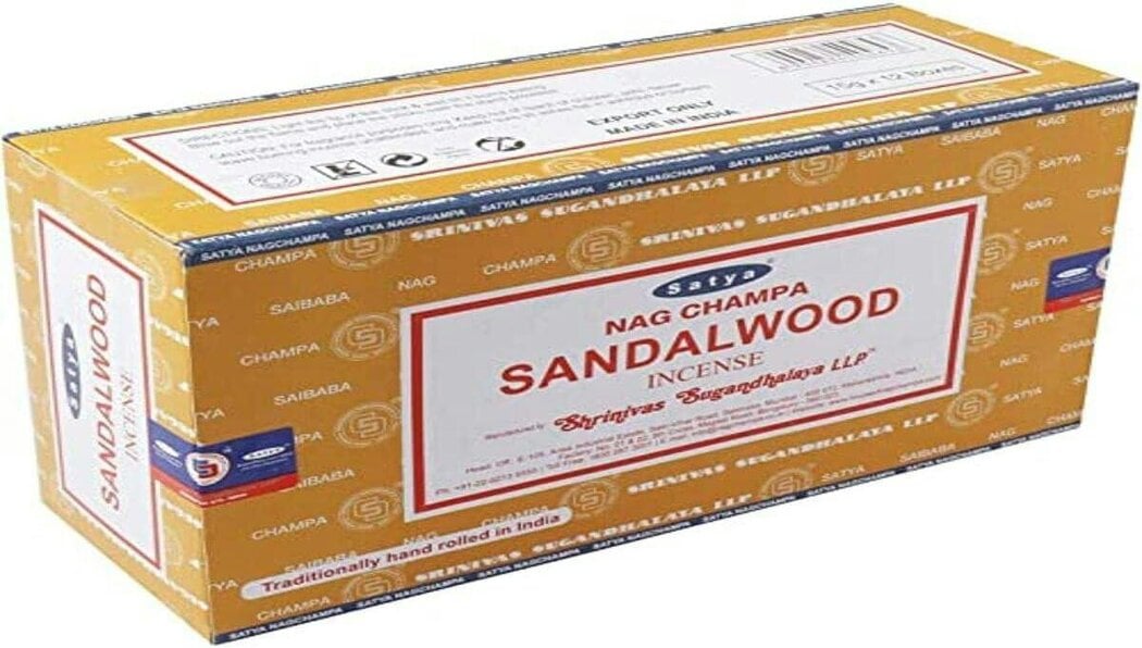 Satya Sandalwood Incense Sticks, 12 x 15g Packs