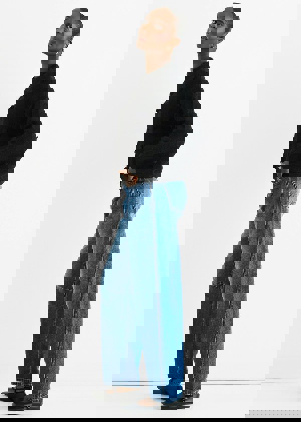 Gini London Black Wool Mix Oversized Knit Jumper