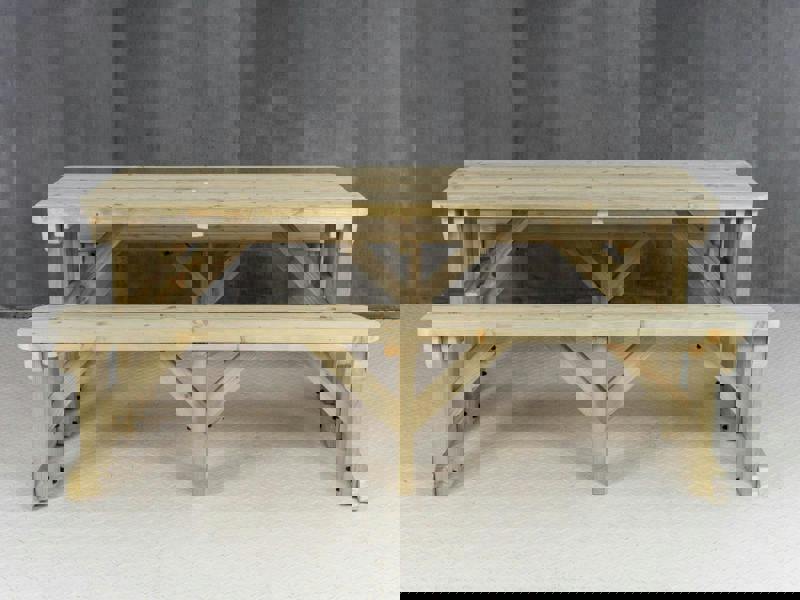 Abies Rounded Picnic Table and Benches Set - Wooden Outdoor Dining Set for Gardens and Patios