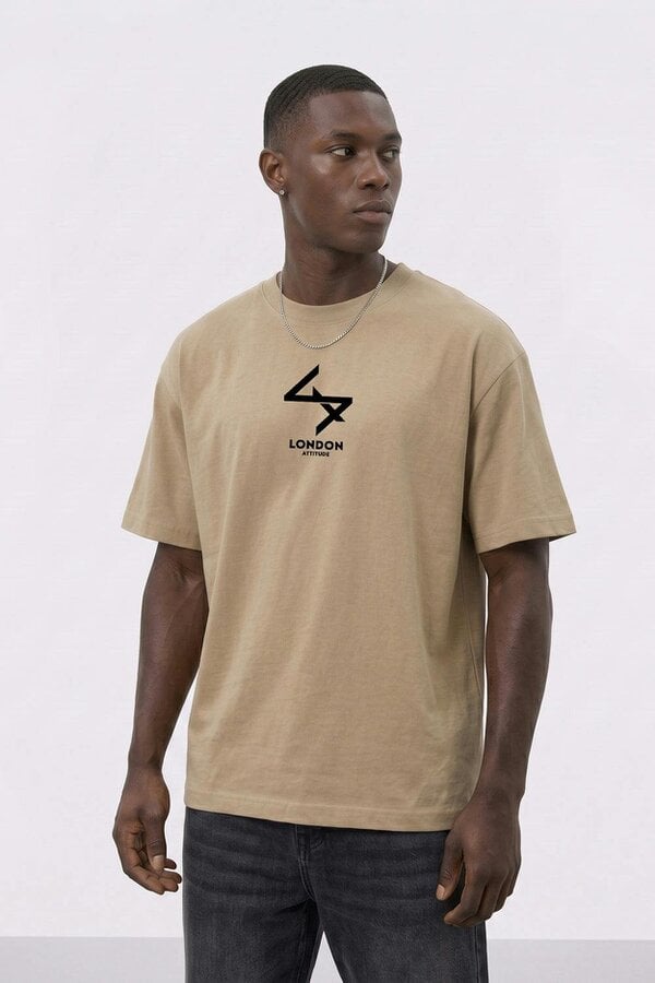 London Attitude Oversized Heavyweight T-Shirt with Varsity Back Print