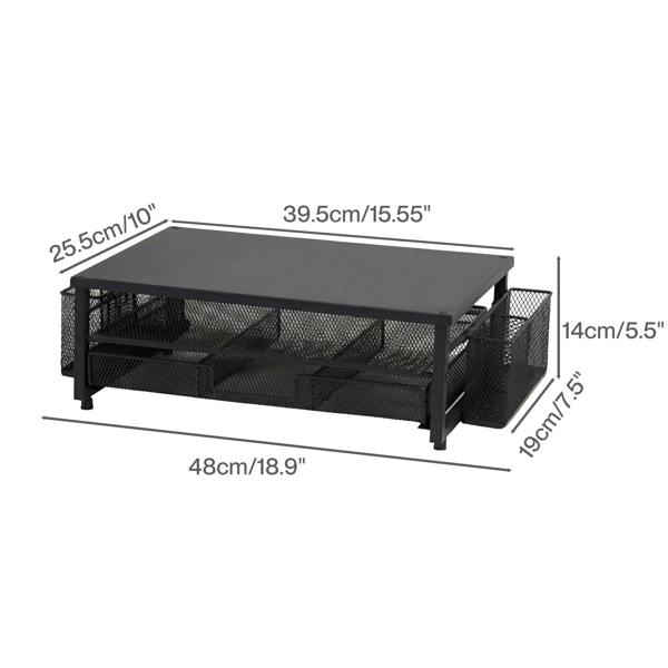 Levede Monitor Riser Desk Organiser with Drawer Metal Monitor Stand Black