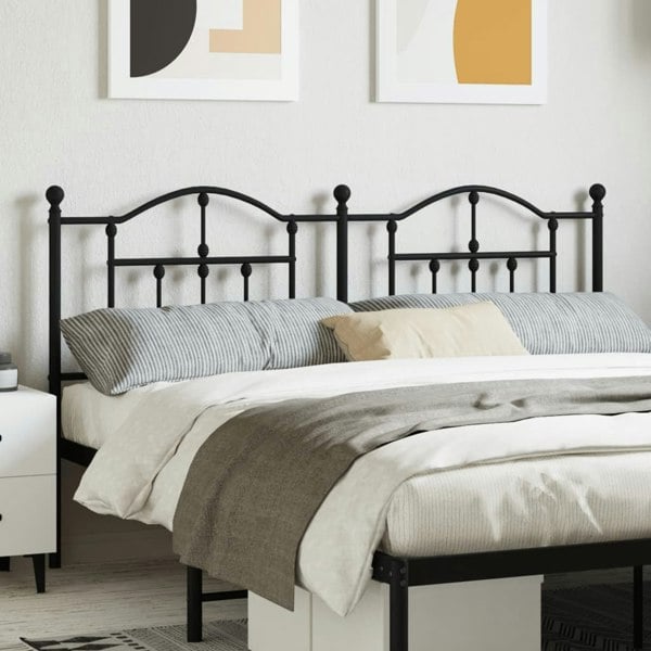 Berkfield Metal Headboard Black 160 cm