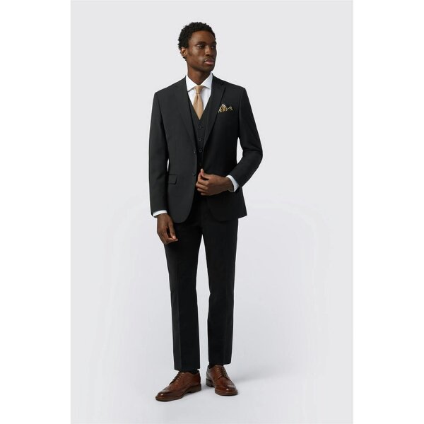 Alexandre Silver Alexandre Tailored Fit Black Wool Blend Stretch Jacket