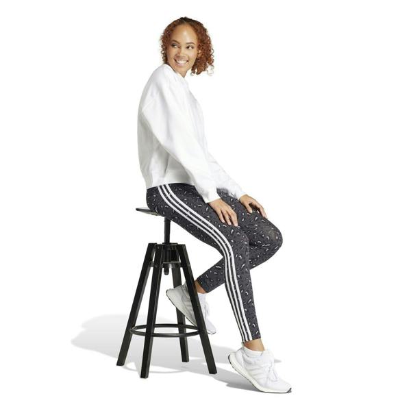 Adidas Womens/Ladies 3 Stripes Flat Locked Seams Leggings - Grey - 