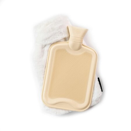 CosyPanda Little and Large Silky Soft White Faux Fur Hot Water Bottle Gift Set