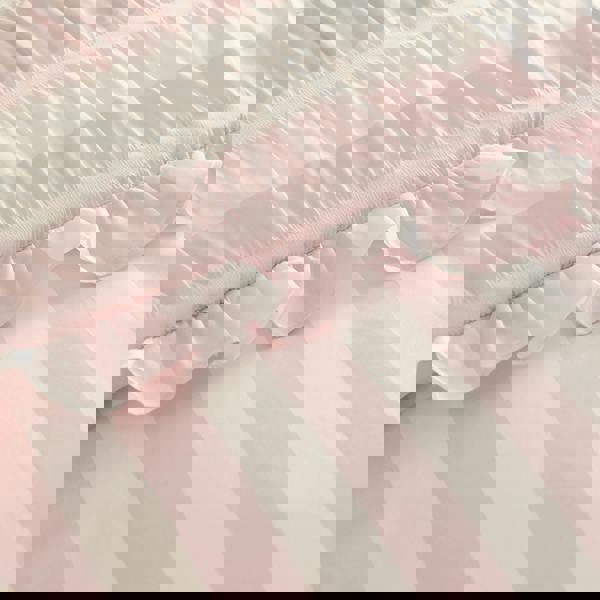 Catherine Lansfield Seersucker Frill Stripe Duvet Cover Set Pink