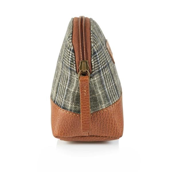 Grey Tweed and Leather Washbag - London Brogues