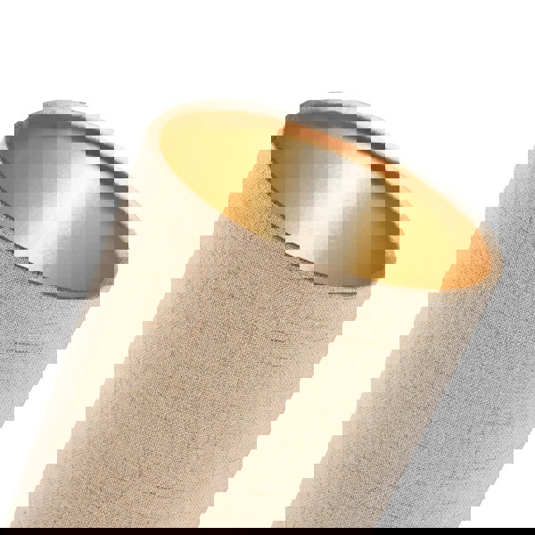 Modern and Stylish Stitched Effect Taupe Linen Fabric Cylindrical 25cm Lampshade Image 3