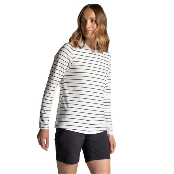 Craghoppers Womens/Ladies Akona Striped Nosilife Long-Sleeved T-Shirt - Sail White/Blue Navy - 